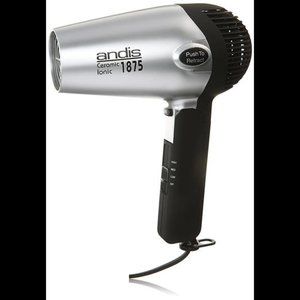 Andis 80020 1875-Watt Fold-N-Go Ionic Hair Dryer, Silver/Black